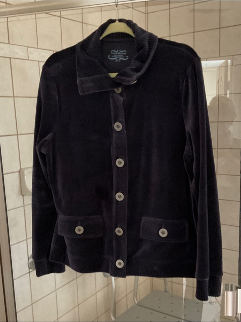 Charter Club Black Velvet Button Jacket